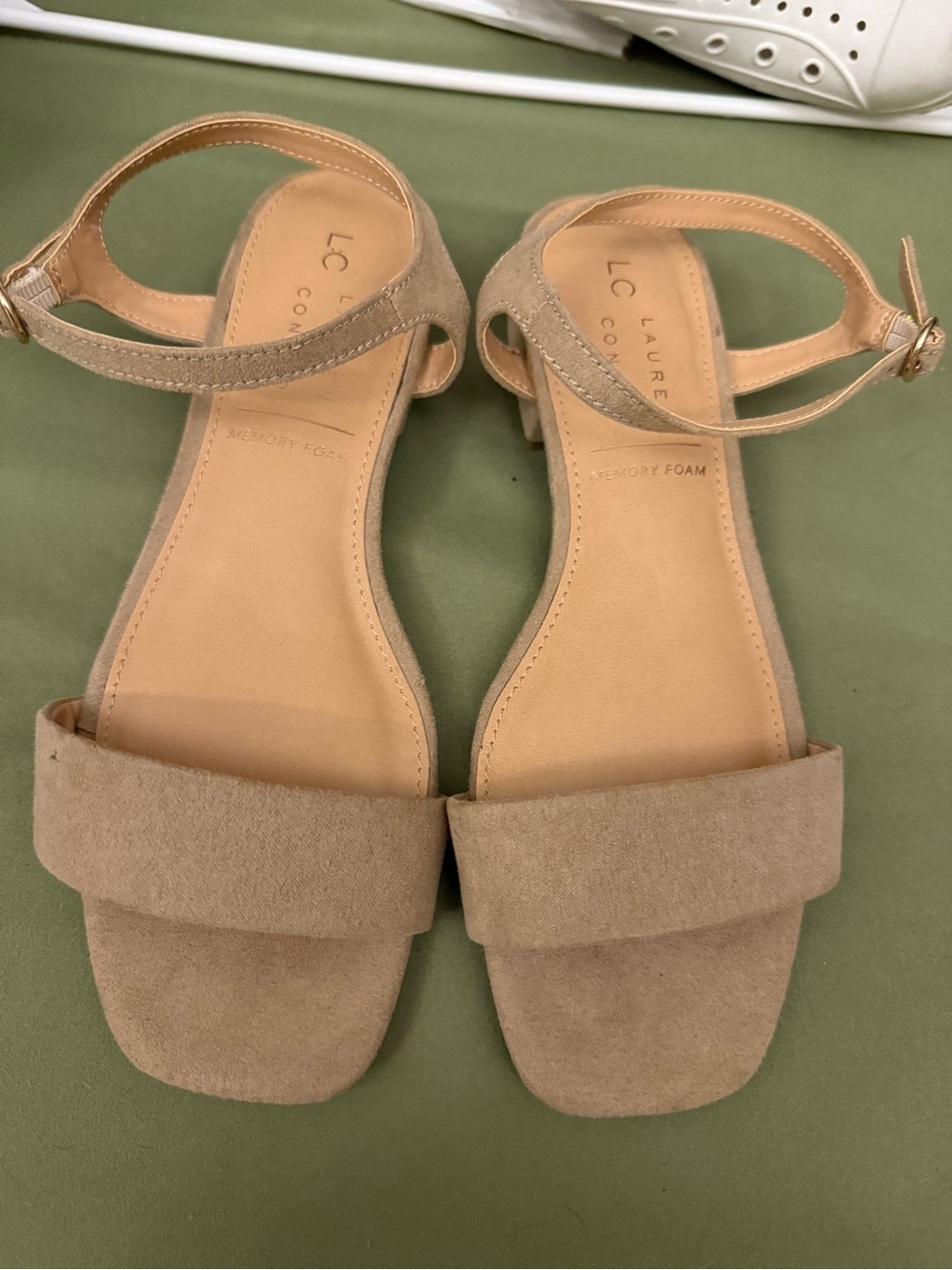 Kohl's LC Lauren Conrad Beige Suede Ankle-Strap Sandals